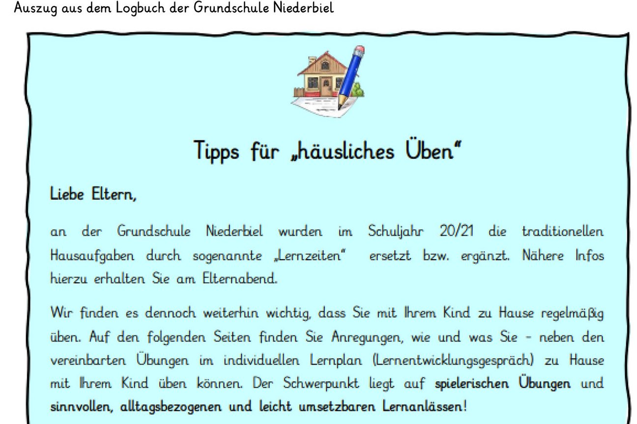 Interner Link zu Lernzeit und häusliches Üben 